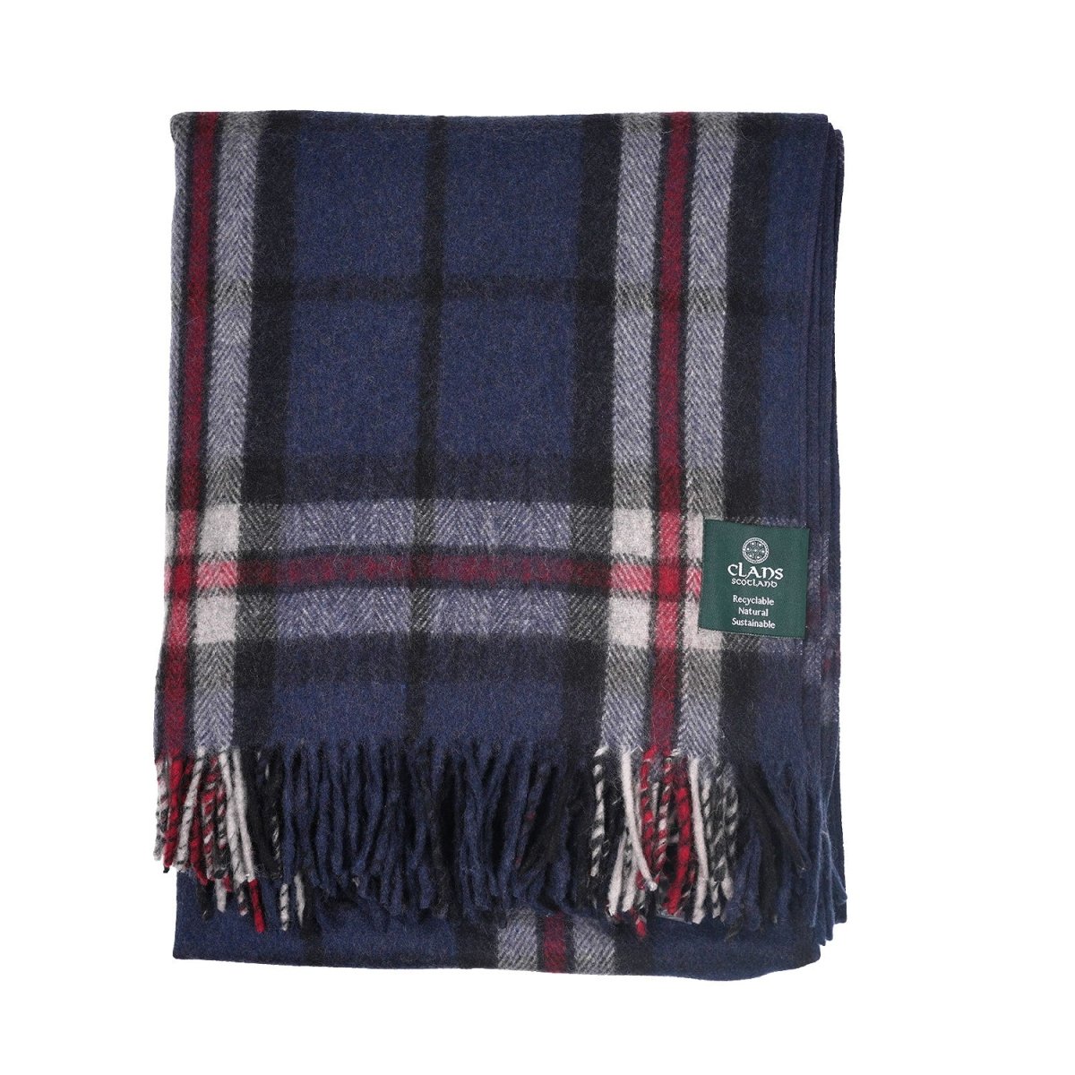 Highland Wool Blend Tartan Blanket / Throw Extra Warm THOMSON NAVY - Heritage Of Scotland -