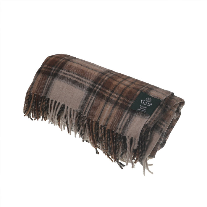 Highland Wool Blend Tartan Blanket Throw - Heritage Of Scotland - STEWART NATURAL DRESS