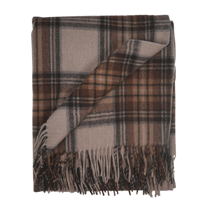 Highland Wool Blend Tartan Blanket Throw - Heritage Of Scotland - STEWART NATURAL DRESS