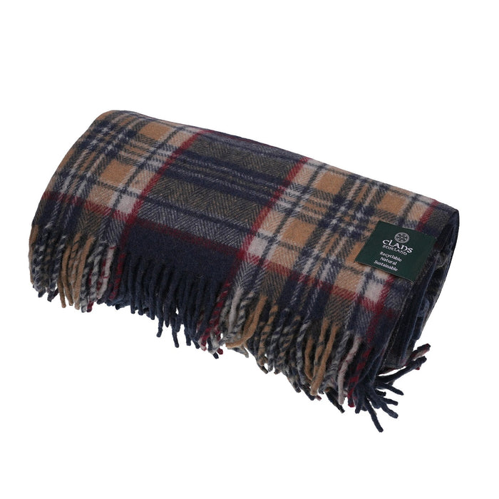 Highland Wool Blend Tartan Blanket Throw - Heritage Of Scotland - STEWART NAVY