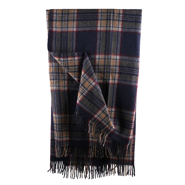 Highland Wool Blend Tartan Blanket Throw - Heritage Of Scotland - STEWART NAVY