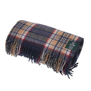 Highland Wool Blend Tartan Blanket Throw - Heritage Of Scotland - STEWART NAVY