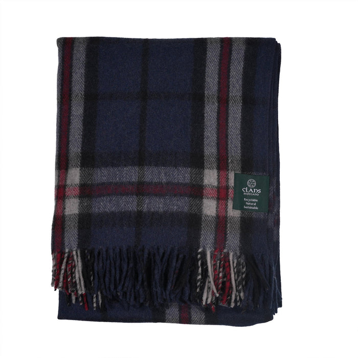 Highland Wool Blend Tartan Blanket Throw - Heritage Of Scotland - THOMSON NAVY
