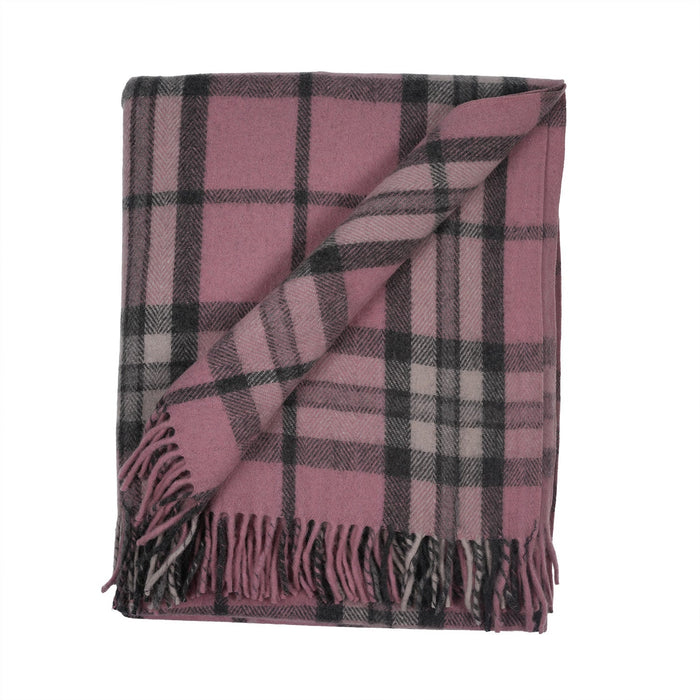 Highland Wool Blend Tartan Blanket Throw - Heritage Of Scotland - THOMSON PINK