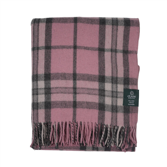 Highland Wool Blend Tartan Blanket Throw - Heritage Of Scotland - THOMSON PINK
