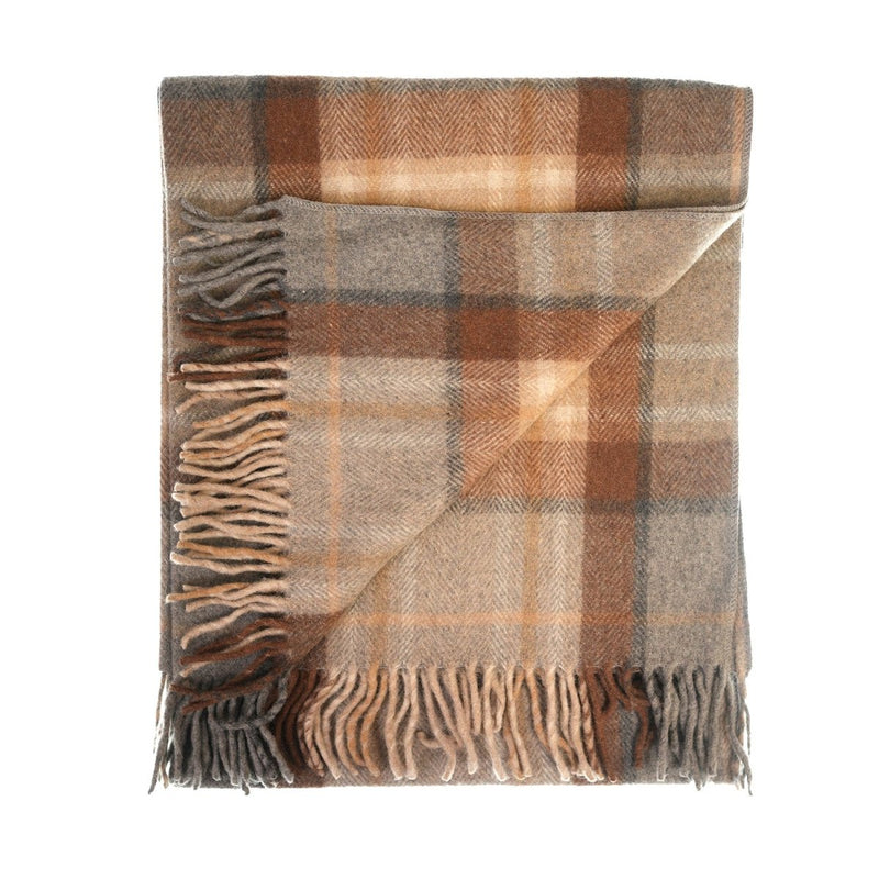 Highland Wool Blend Tartan Knee Blanket - Heritage Of Scotland - MACKELLAR NATURAL