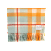 Hos 100% Lambswool Wide Scarf Scotts Check Aqua Mix - Heritage Of Scotland - Scotts Check Aqua Mix