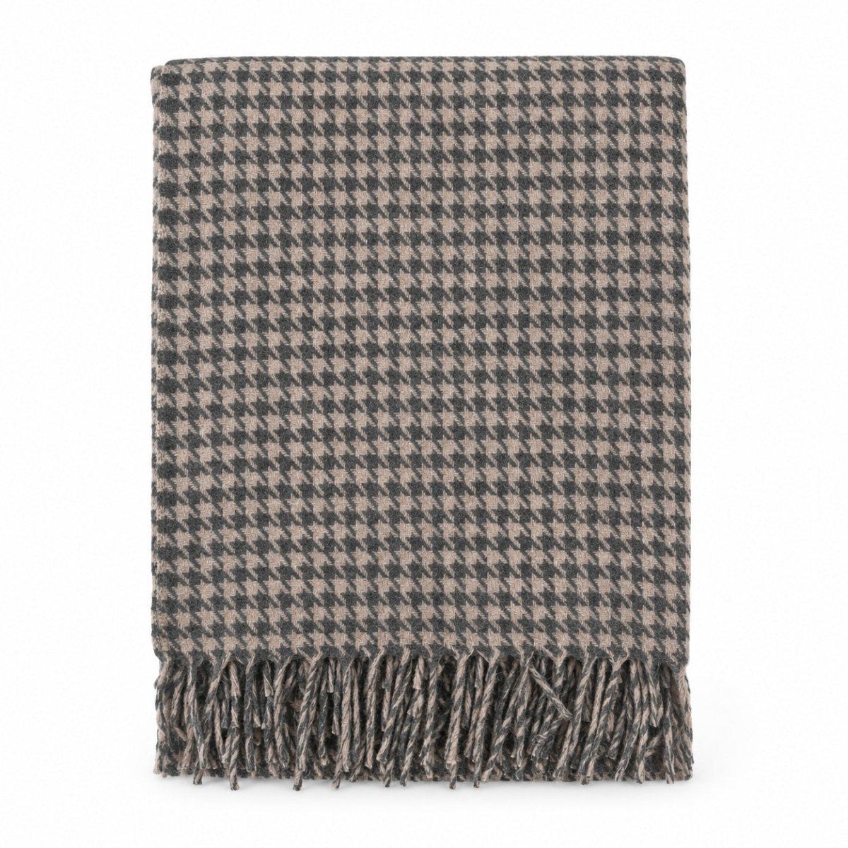 Houndstooth Blanket Natural Mid – Soft Cosy Throw - Heritage Of Scotland -