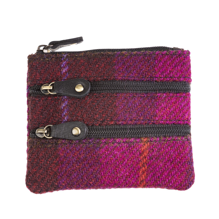 Ht Leather Coin Purse Cerise Check / Black - Heritage Of Scotland - CERISE CHECK / BLACK