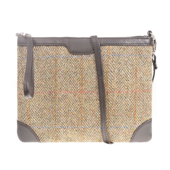 Ht Leather Cross Body Bag Lt Brown Check / Black - Heritage Of Scotland - LT BROWN CHECK / BLACK