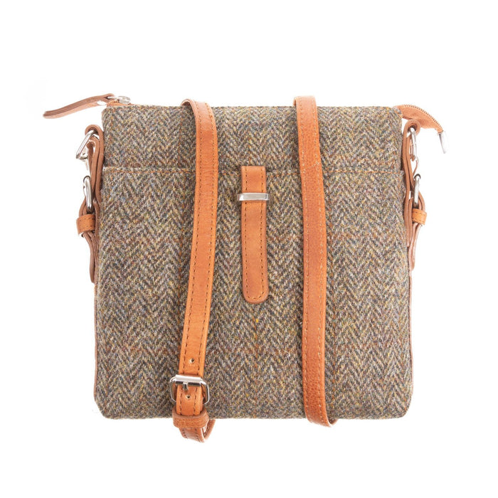 Ht Leather Crossbody Bag Brown Herringbone / Tan - Heritage Of Scotland - BROWN HERRINGBONE / TAN