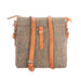Ht Leather Crossbody Bag Brown Herringbone / Tan - Heritage Of Scotland - BROWN HERRINGBONE / TAN