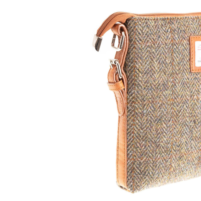 Ht Leather Crossbody Bag Brown Herringbone / Tan - Heritage Of Scotland - BROWN HERRINGBONE / TAN