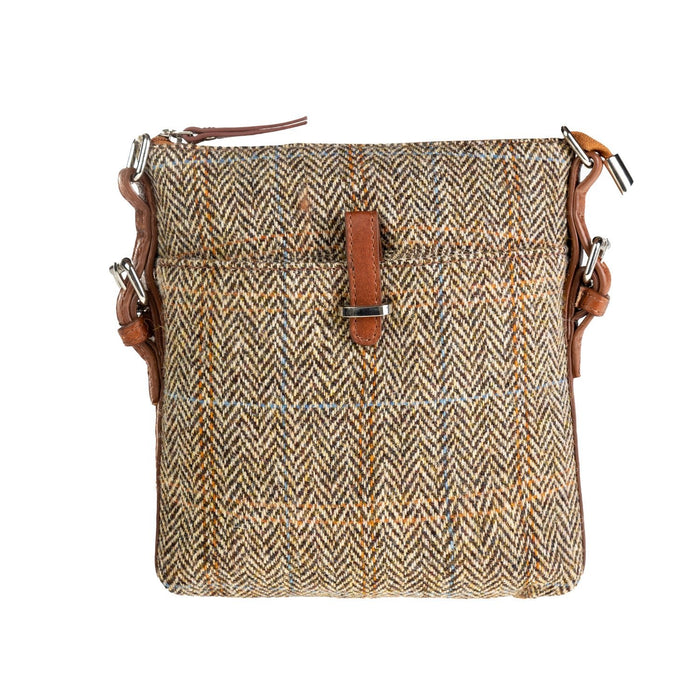 Ht Leather Crossbody Bag Tan & Brown Herringbone / Tan - Heritage Of Scotland - TAN & BROWN HERRINGBONE / TAN