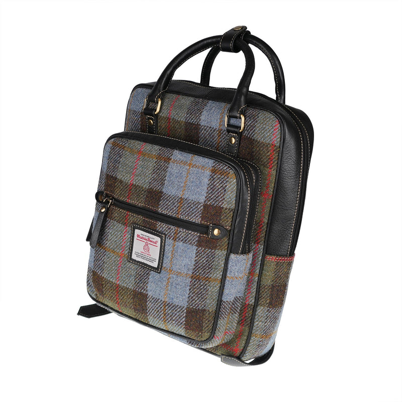 Ht Leather Large Backpack Lovat Check / Black - Heritage Of Scotland - LOVAT CHECK / BLACK