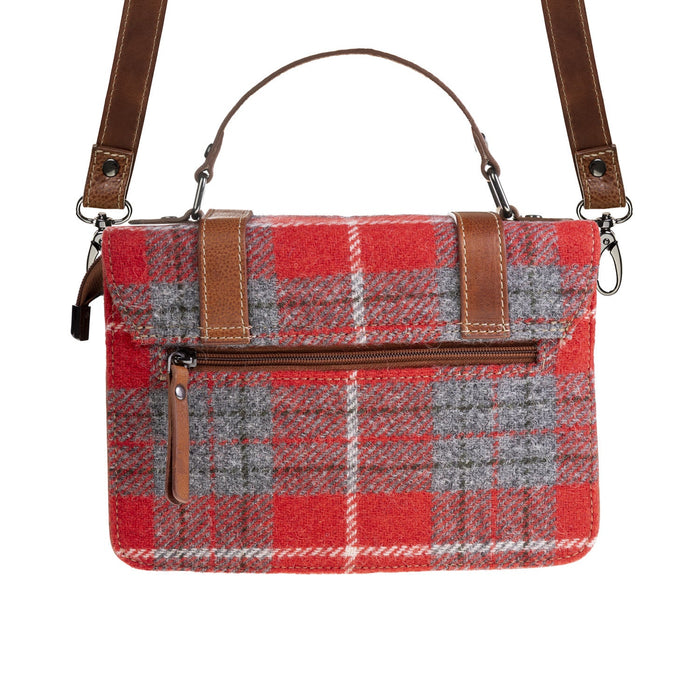 Ht Leather Satchel Bag Red Check / Tan - Heritage Of Scotland - RED CHECK / TAN