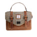 Ht Leather Satchel Bag Tan & Brown Herringbone / Tan - Heritage Of Scotland - TAN & BROWN HERRINGBONE / TAN