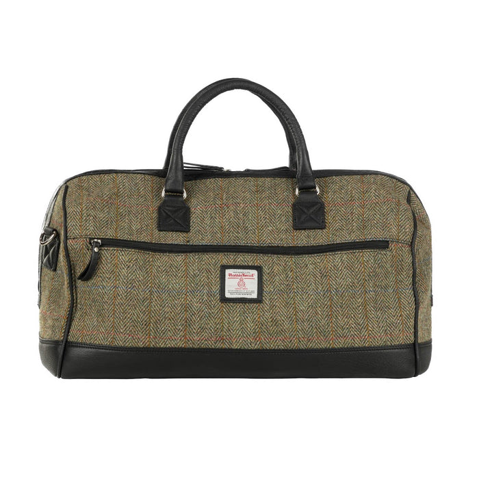 Ht Leather Weekender Bag Lt Brown Check / Black - Heritage Of Scotland - LT BROWN CHECK / BLACK