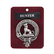 Hunter Clan Badge, Kilt Pin, Lapel Pin, Cufflinks, Keyring/Key Fob & Gift Set — Fine Pewter by Art Pewter — Made in Scotland (Shiny Finish) - Heritage Of Scotland - Badge