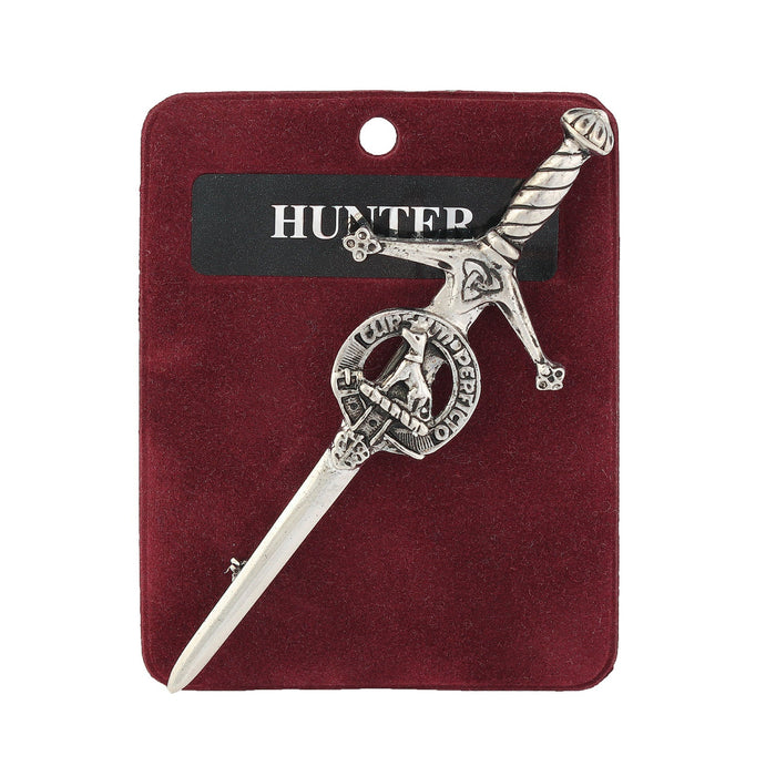 Hunter Clan Badge, Kilt Pin, Lapel Pin, Cufflinks, Keyring/Key Fob & Gift Set — Fine Pewter by Art Pewter — Made in Scotland (Shiny Finish) - Heritage Of Scotland - Kilt Pin