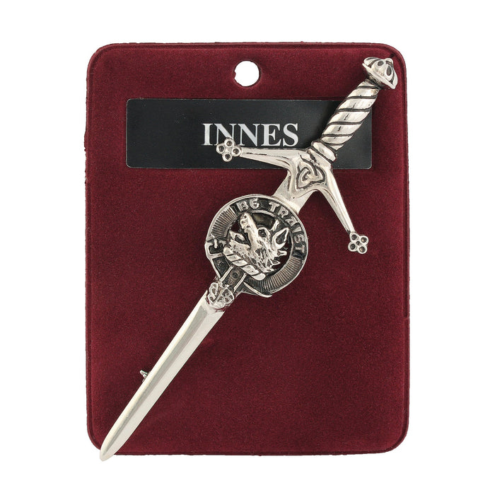 Innes Clan Badge, Kilt Pin, Lapel Pin, Cufflinks, Keyring/Key Fob & Gift Set — Fine Pewter by Art Pewter — Made in Scotland (Shiny Finish) - Heritage Of Scotland - Kilt Pin
