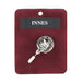 Innes Clan Badge, Kilt Pin, Lapel Pin, Cufflinks, Keyring/Key Fob & Gift Set — Fine Pewter by Art Pewter — Made in Scotland (Shiny Finish) - Heritage Of Scotland - Lapel Pin