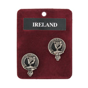 Ireland Clan Badge, Kilt Pin, Lapel Pin, Cufflinks, Keyring/Key Fob & Gift Set — Fine Pewter by Art Pewter — Made in Scotland (Shiny Finish) - Heritage Of Scotland - Cufflinks