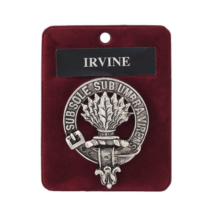 Irvine Clan Badge, Kilt Pin, Lapel Pin, Cufflinks, Keyring/Key Fob & Gift Set — Fine Pewter by Art Pewter — Made in Scotland (Shiny Finish) - Heritage Of Scotland - Badge
