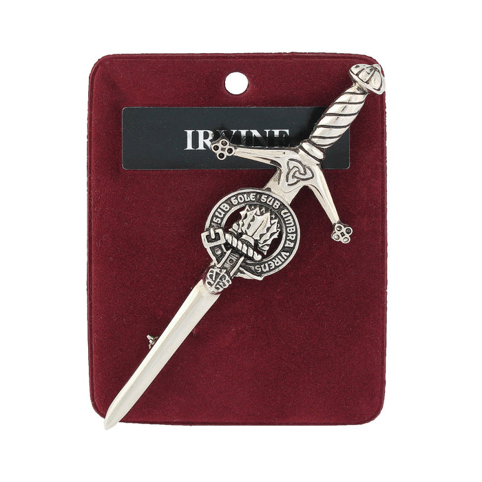 Irvine Clan Badge, Kilt Pin, Lapel Pin, Cufflinks, Keyring/Key Fob & Gift Set — Fine Pewter by Art Pewter — Made in Scotland (Shiny Finish) - Heritage Of Scotland - Kilt Pin