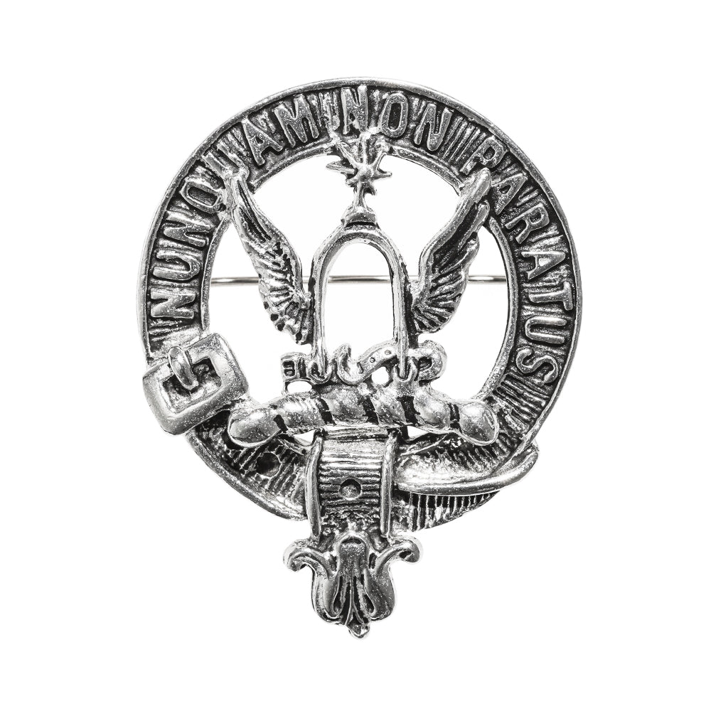 Johnstone Clan Badge, Kilt Pin, Lapel Pin, Cufflinks, Keyring/Key Fob & Gift Set — Fine Pewter by Art Pewter — Made in Scotland (Shiny Finish) - Heritage Of Scotland - Badge