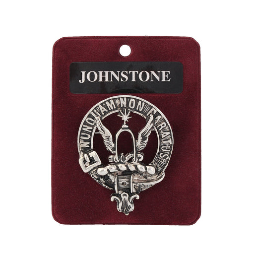 Johnstone Clan Badge, Kilt Pin, Lapel Pin, Cufflinks, Keyring/Key Fob & Gift Set — Fine Pewter by Art Pewter — Made in Scotland (Shiny Finish) - Heritage Of Scotland - Badge