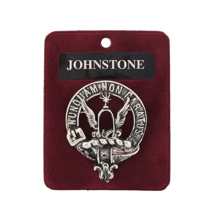 Johnstone Clan Badge, Kilt Pin, Lapel Pin, Cufflinks, Keyring/Key Fob & Gift Set — Fine Pewter by Art Pewter — Made in Scotland (Shiny Finish) - Heritage Of Scotland - Badge