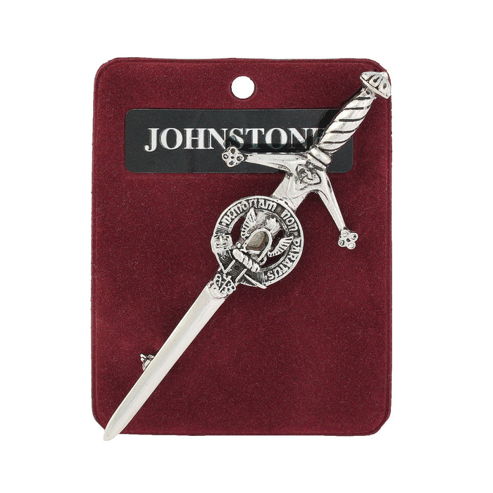Johnstone Clan Badge, Kilt Pin, Lapel Pin, Cufflinks, Keyring/Key Fob & Gift Set — Fine Pewter by Art Pewter — Made in Scotland (Shiny Finish) - Heritage Of Scotland - Kilt Pin