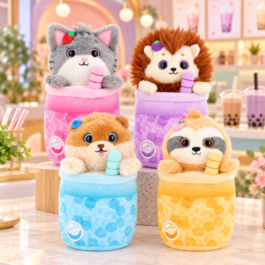 Keel Toys Café Cute Bubble Tea Soft Toys - Pomeranian - Heritage Of Scotland -