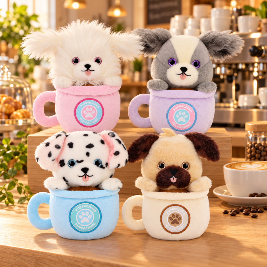 Keel Toys Café Cute Puppachino Soft Toys – Puppy Plush - Dalmatian Blue - Heritage Of Scotland -