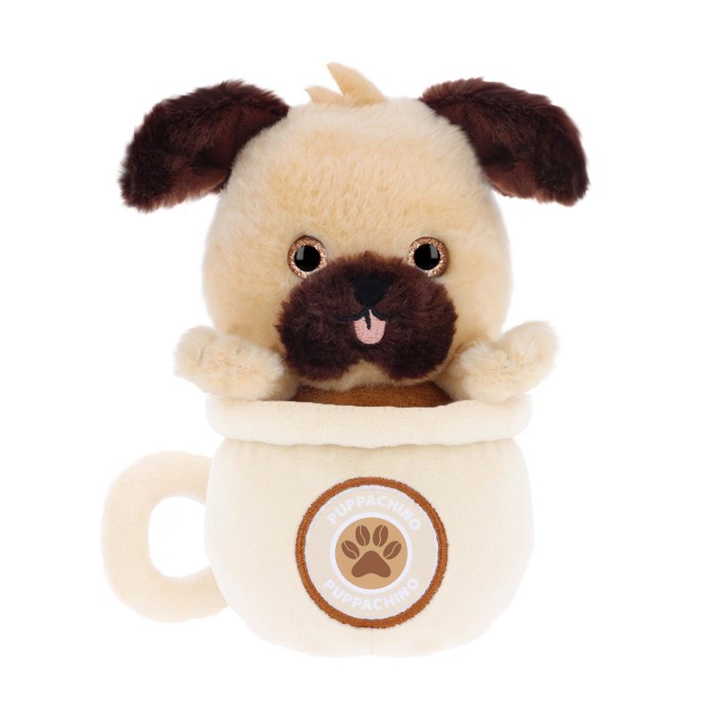 Keel Toys Café Cute Puppachino Soft Toys – Puppy Plush - Pug Cream - Heritage Of Scotland -