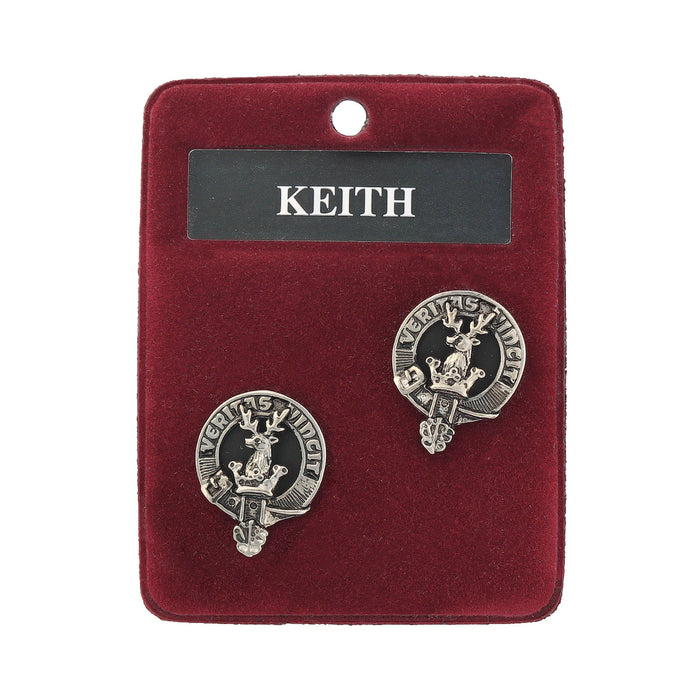 Keith Clan Badge, Kilt Pin, Lapel Pin, Cufflinks, Keyring/Key Fob & Gift Set — Fine Pewter by Art Pewter — Made in Scotland (Shiny Finish) - Heritage Of Scotland - Cufflinks