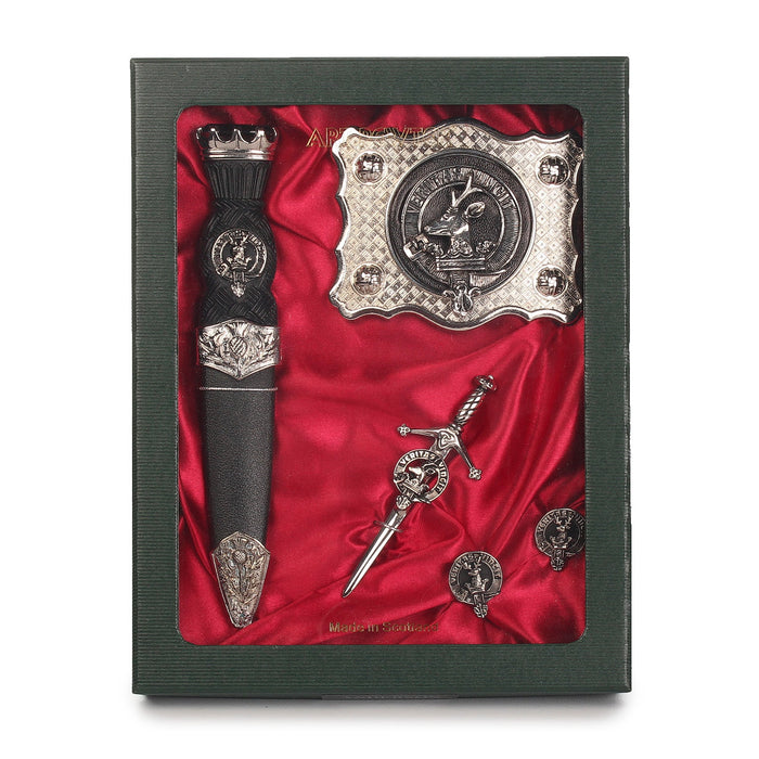 Keith Clan Badge, Kilt Pin, Lapel Pin, Cufflinks, Keyring/Key Fob & Gift Set — Fine Pewter by Art Pewter — Made in Scotland (Shiny Finish) - Heritage Of Scotland - Gift Set