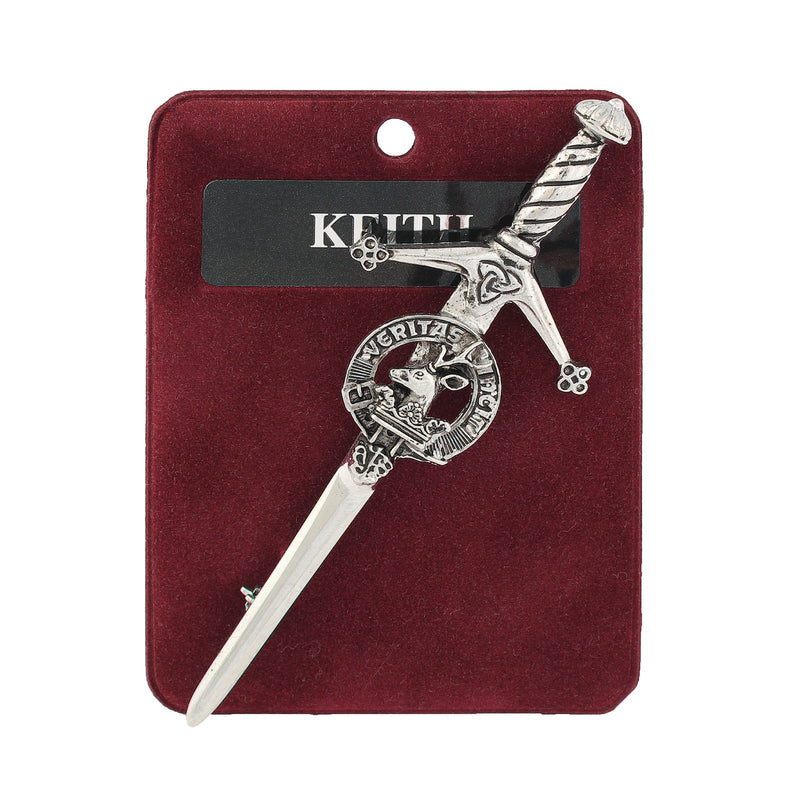 Keith Clan Badge, Kilt Pin, Lapel Pin, Cufflinks, Keyring/Key Fob & Gift Set — Fine Pewter by Art Pewter — Made in Scotland (Shiny Finish) - Heritage Of Scotland - Kilt Pin