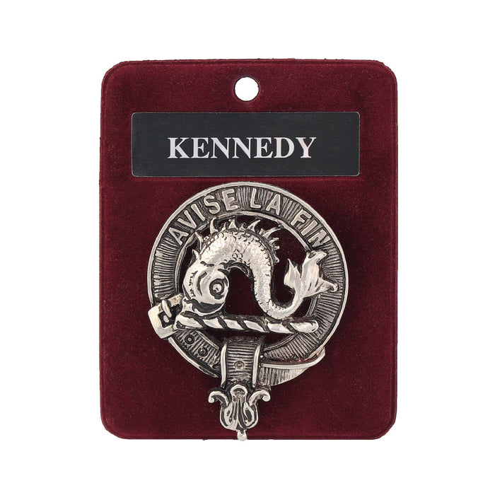 Kennedy Clan Badge, Kilt Pin, Lapel Pin, Cufflinks, Keyring/Key Fob & Gift Set — Fine Pewter by Art Pewter — Made in Scotland (Shiny Finish) - Heritage Of Scotland - Badge