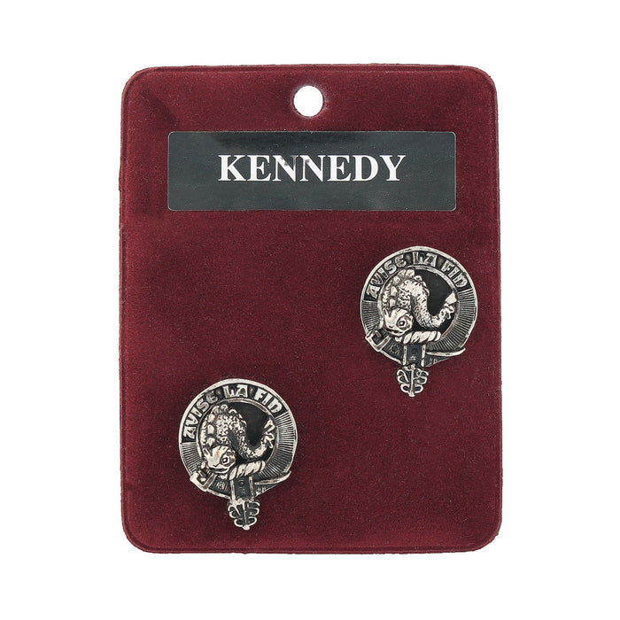 Kennedy Clan Badge, Kilt Pin, Lapel Pin, Cufflinks, Keyring/Key Fob & Gift Set — Fine Pewter by Art Pewter — Made in Scotland (Shiny Finish) - Heritage Of Scotland - Cufflinks