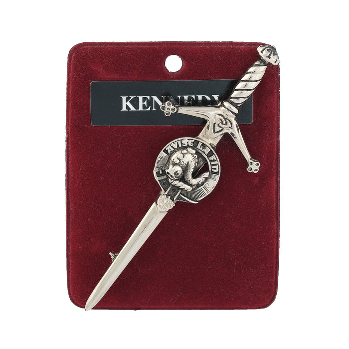 Kennedy Clan Badge, Kilt Pin, Lapel Pin, Cufflinks, Keyring/Key Fob & Gift Set — Fine Pewter by Art Pewter — Made in Scotland (Shiny Finish) - Heritage Of Scotland - Kilt Pin