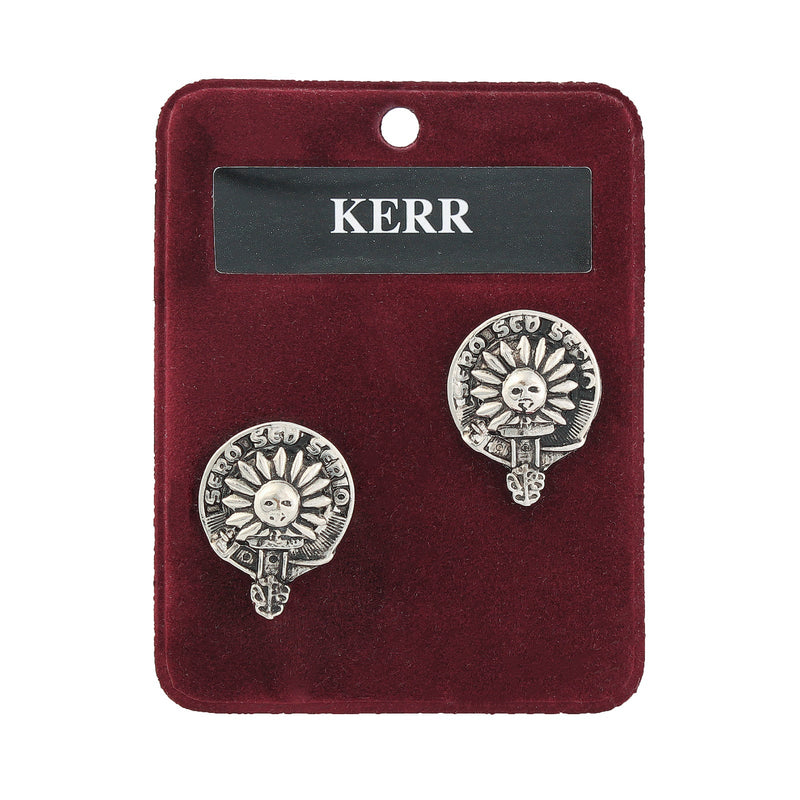 Kerr Clan Badge, Kilt Pin, Lapel Pin, Cufflinks, Keyring/Key Fob & Gift Set — Fine Pewter by Art Pewter — Made in Scotland (Shiny Finish) - Heritage Of Scotland - Cufflinks