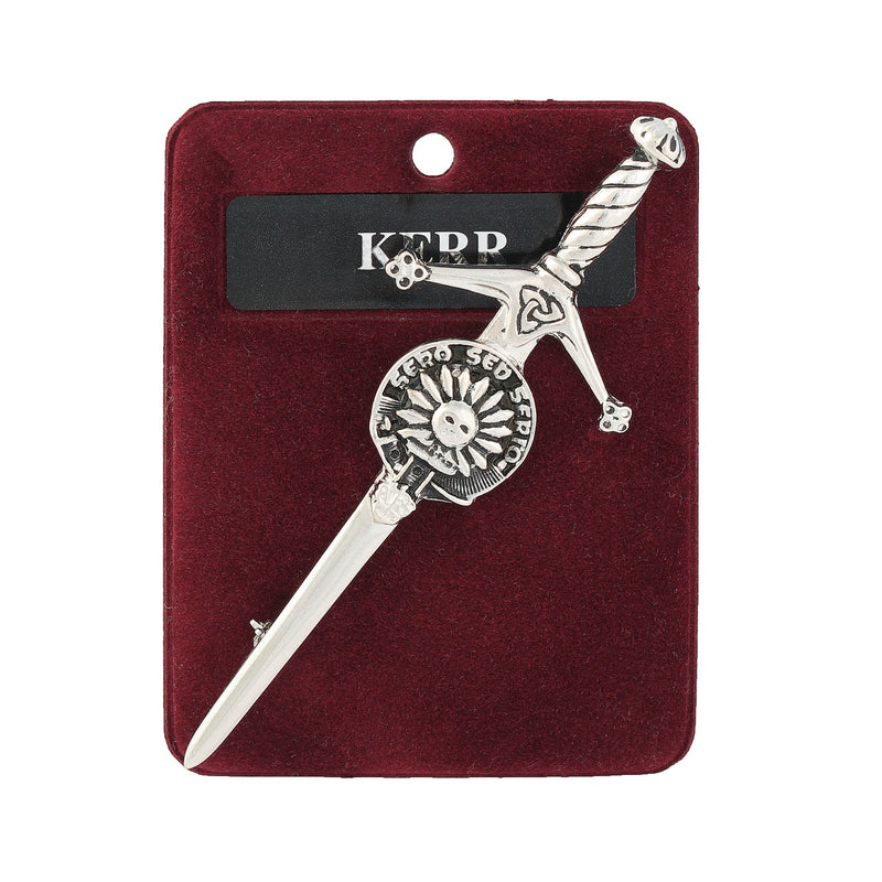 Kerr Clan Badge, Kilt Pin, Lapel Pin, Cufflinks, Keyring/Key Fob & Gift Set — Fine Pewter by Art Pewter — Made in Scotland (Shiny Finish) - Heritage Of Scotland - Kilt Pin
