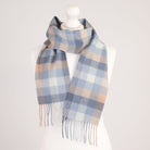 Kids' 100% Cashmere Scarf – Classic Five-Square Check - BLUE - Heritage Of Scotland -