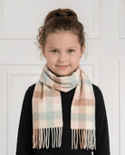 Kids' 100% Cashmere Scarf – Classic Five-Square Check - PASTEL - Heritage Of Scotland -