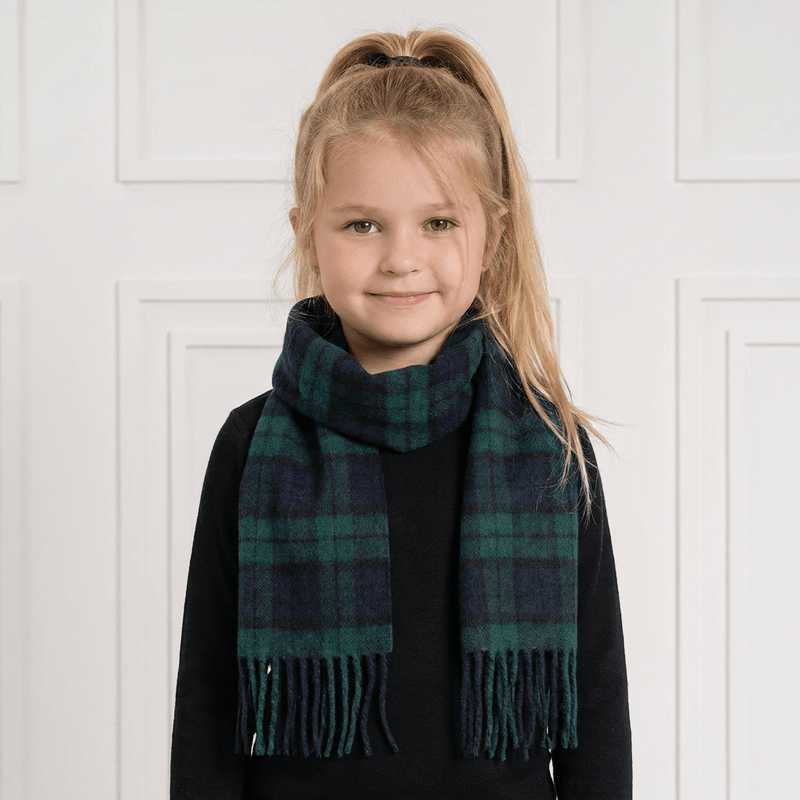 Kids 100% Cashmere Tartan Mini Scarf - BLACK WATCH - Heritage Of Scotland -