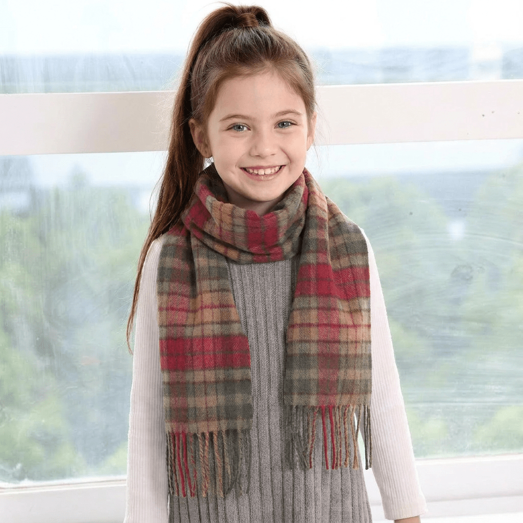 Kids 100% Cashmere Tartan Mini Scarf - BUCHANAN AUTUMN - Heritage Of Scotland -