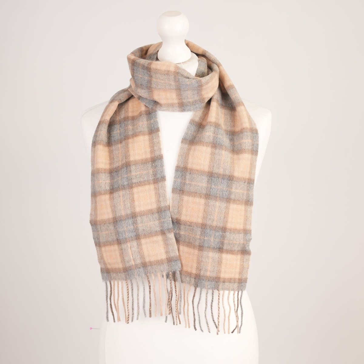 Kids 100% Cashmere Tartan Mini Scarf - MACKELLAR NATURAL - Heritage Of Scotland -