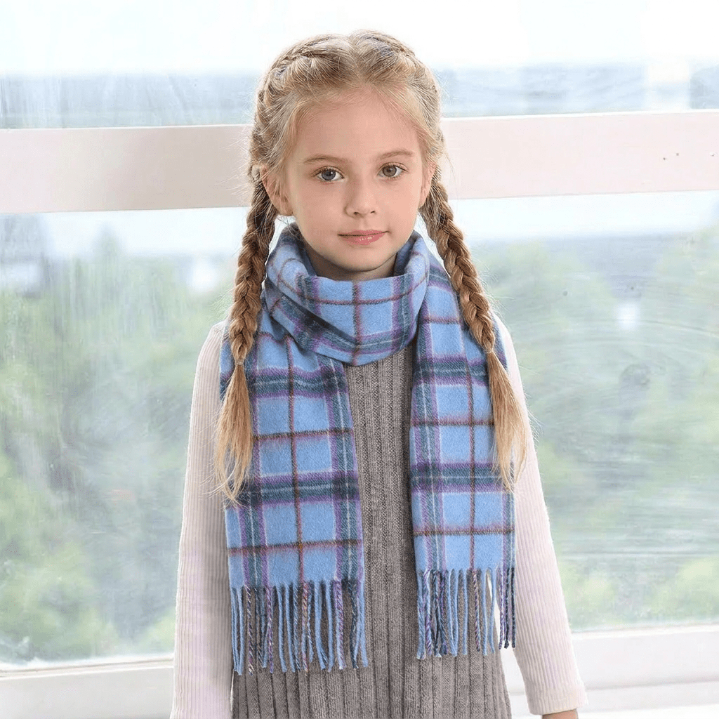 Kids 100% Cashmere Tartan Mini Scarf - WORLD PEASE TARTAN - Heritage Of Scotland -